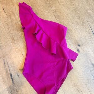 Chiara Boni Magenta One-Shoulder Swimsuit One Piece